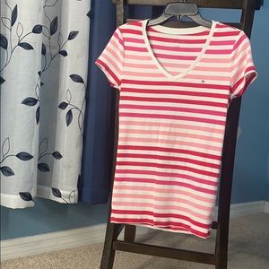 Tommy Hilfiger Pink and White T-Shirt